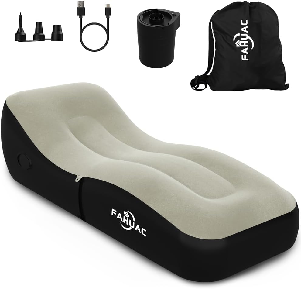 Fahuac Auto Inflatable Lounger Air Sofa, Portable Auto Inflatable Couch Air Sofa Bed Lazy Lounger Chair Cozy Sleeping Camping Sofa Bed for Outdoor Picnics Hiking Beach Home Park Travel And Indoor Home Use