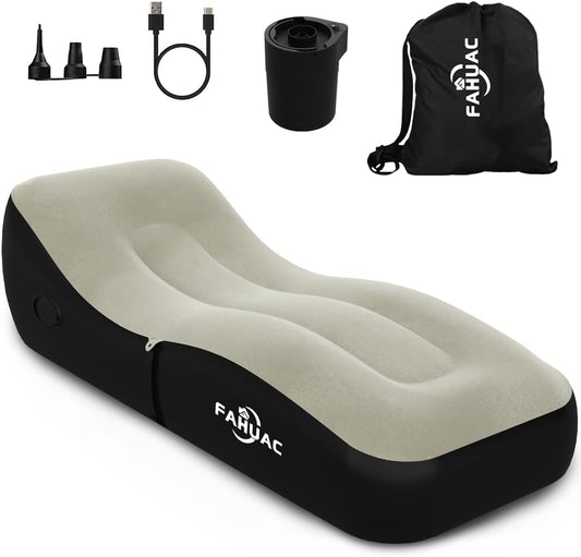 Fahuac Auto Inflatable Lounger Air Sofa, Portable Auto Inflatable Couch Air Sofa Bed Lazy Lounger Chair Cozy Sleeping Camping Sofa Bed for Outdoor Picnics Hiking Beach Home Park Travel And Indoor Home Use
