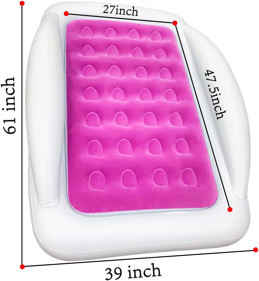 Fahuac Toddler Air Mattress Inflatable Kids Travel Bed Portable Kids Air Mattress with Sides,Suitable for Travel, Home Guest, Garden Grass Play (Rose Red)