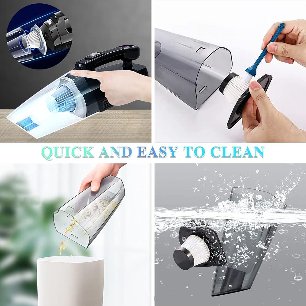 Fahuac 4-in-1 Car Vacuum Cleaner Tire Inflator - Portable High Power Handheld Car Vacuum Cleaner 7000PA/130W/DC 12V with LCD Tire Pressure Display LED Light Wet/Dry Air Compressor
